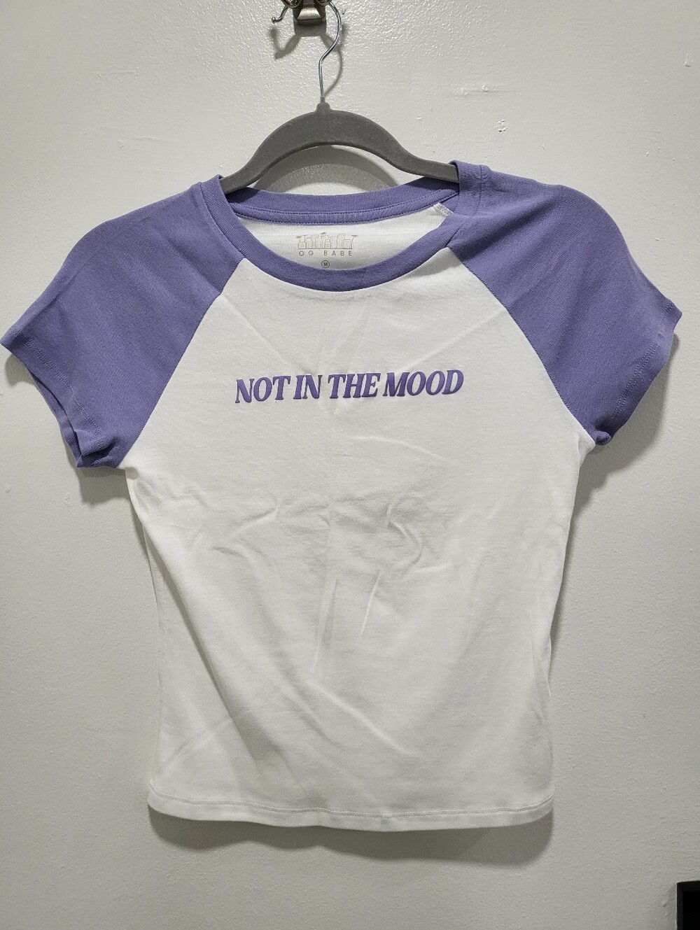 NWOT *FLAWED* "Not in the Mood" Baby Tee - Size Medium